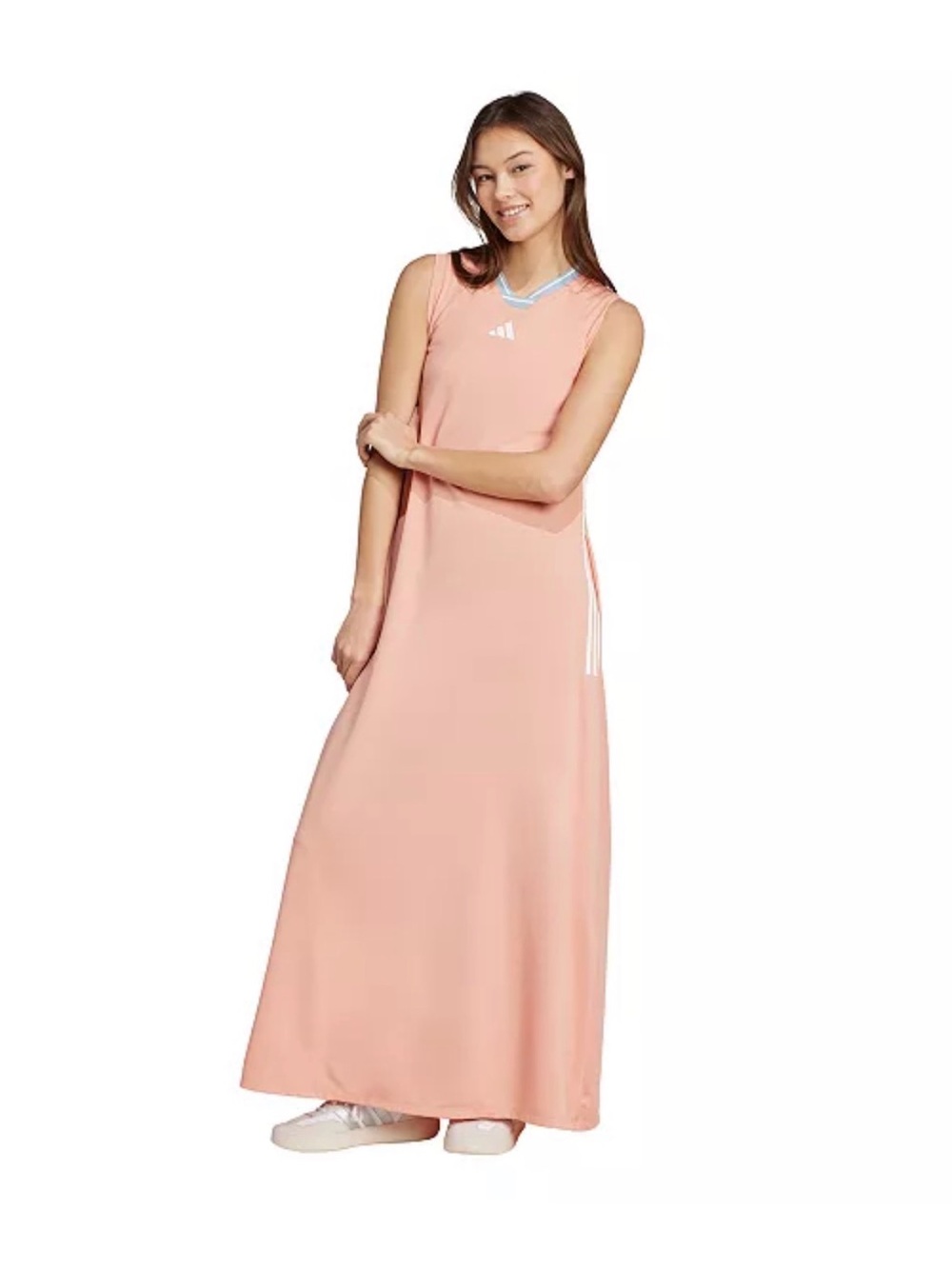 adidas Peach-Pink Sleeveless Maxi Dress